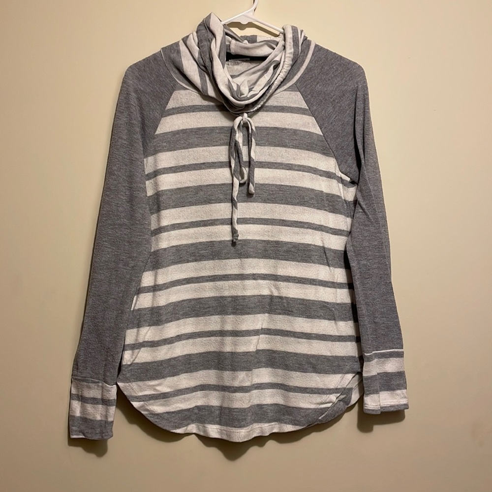 LAST DAY TO BUY! Pink Clover brand, mock-neck, striped sweater